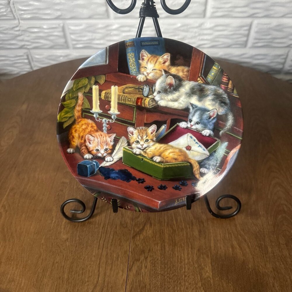 Share Study Break 8" Kittens Bradford Exchange porcelain Litter Rascals plate